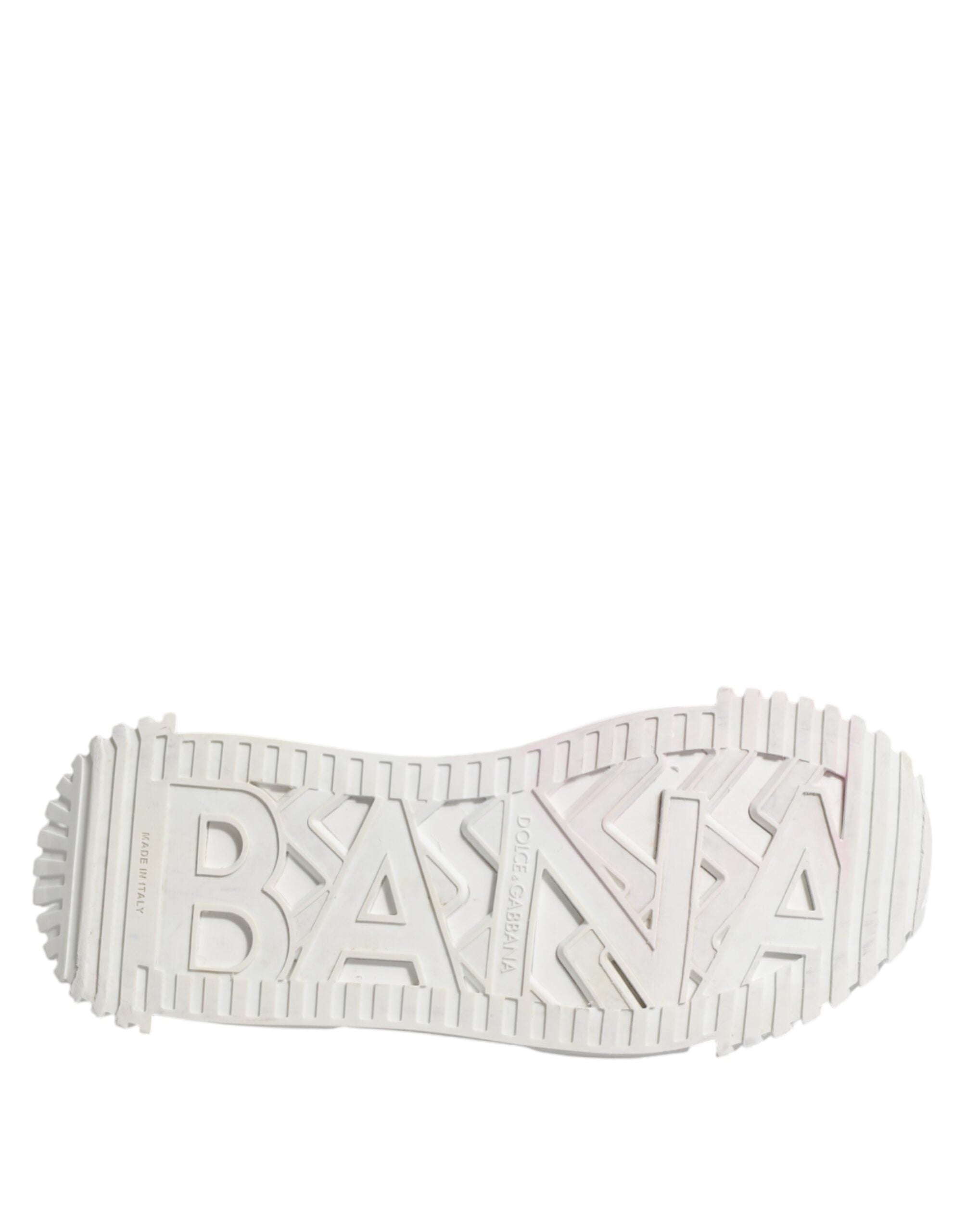 Chaussures sneakers basses blanches Dolce & Gabbana NS1 en dentelle avec laçage, vue de face.