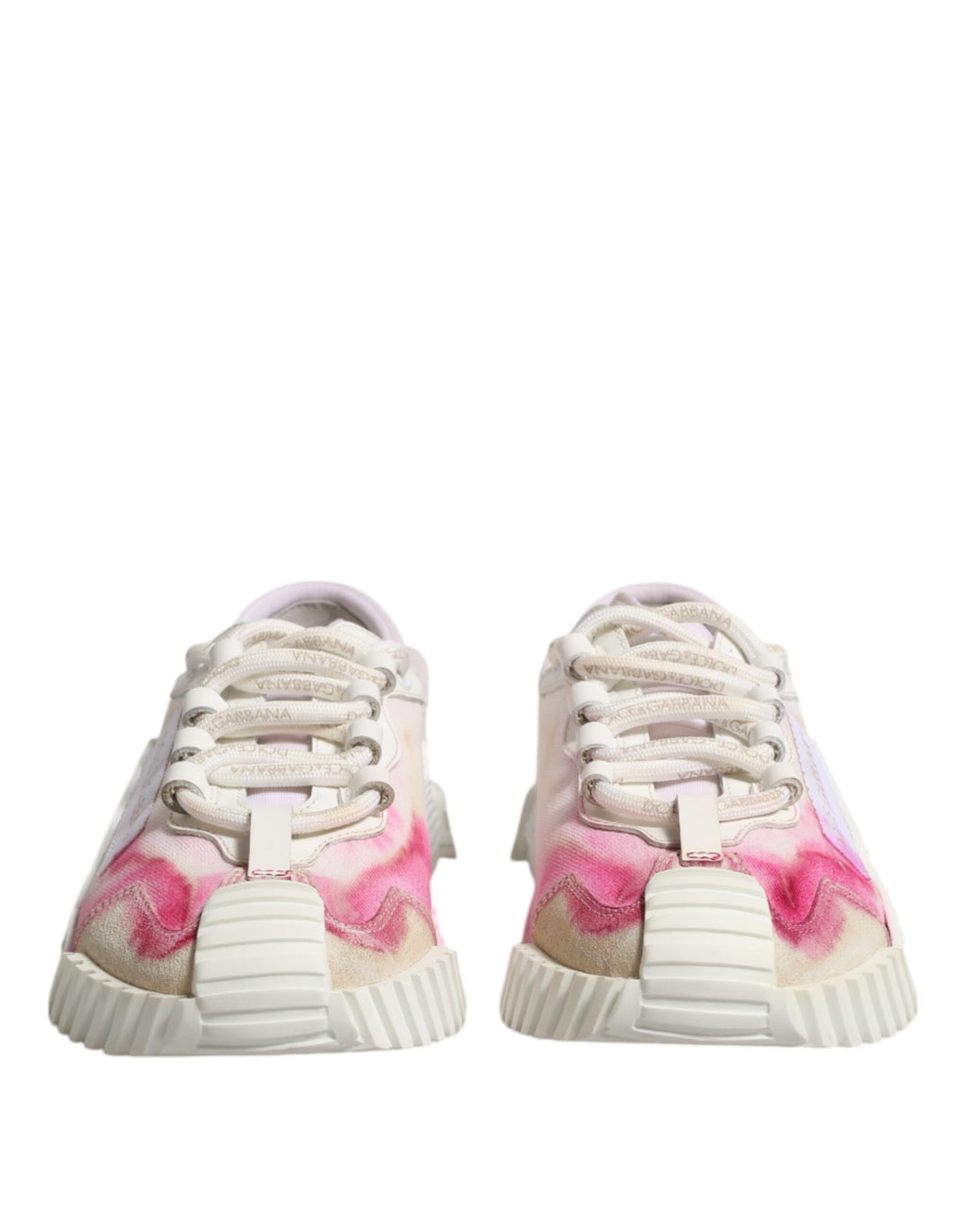 Chaussures basses blanches Dolce & Gabbana NS1 en dentelle avec lacets, sneakers élégantes pour homme.