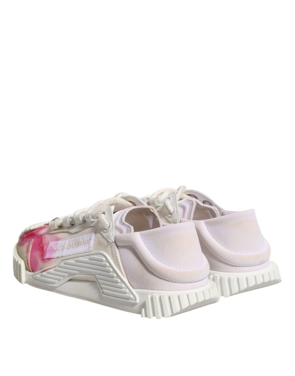Chaussures sneakers basses blanches Dolce & Gabbana NS1 en dentelle, lacets, style élégant et moderne.