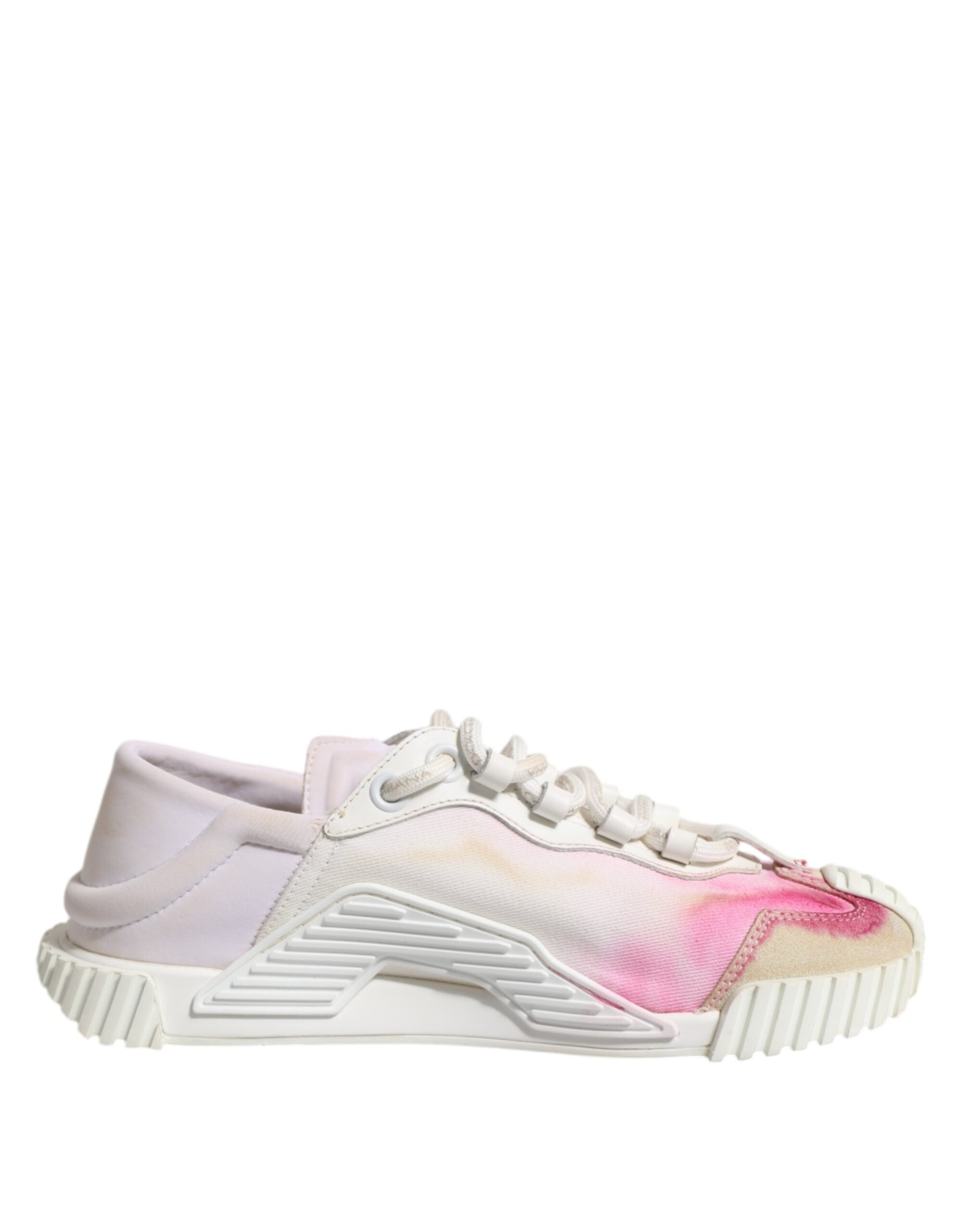 Chaussures basses blanches Dolce & Gabbana NS1 en dentelle avec lacets, chaussures de sport élégantes pour homme.