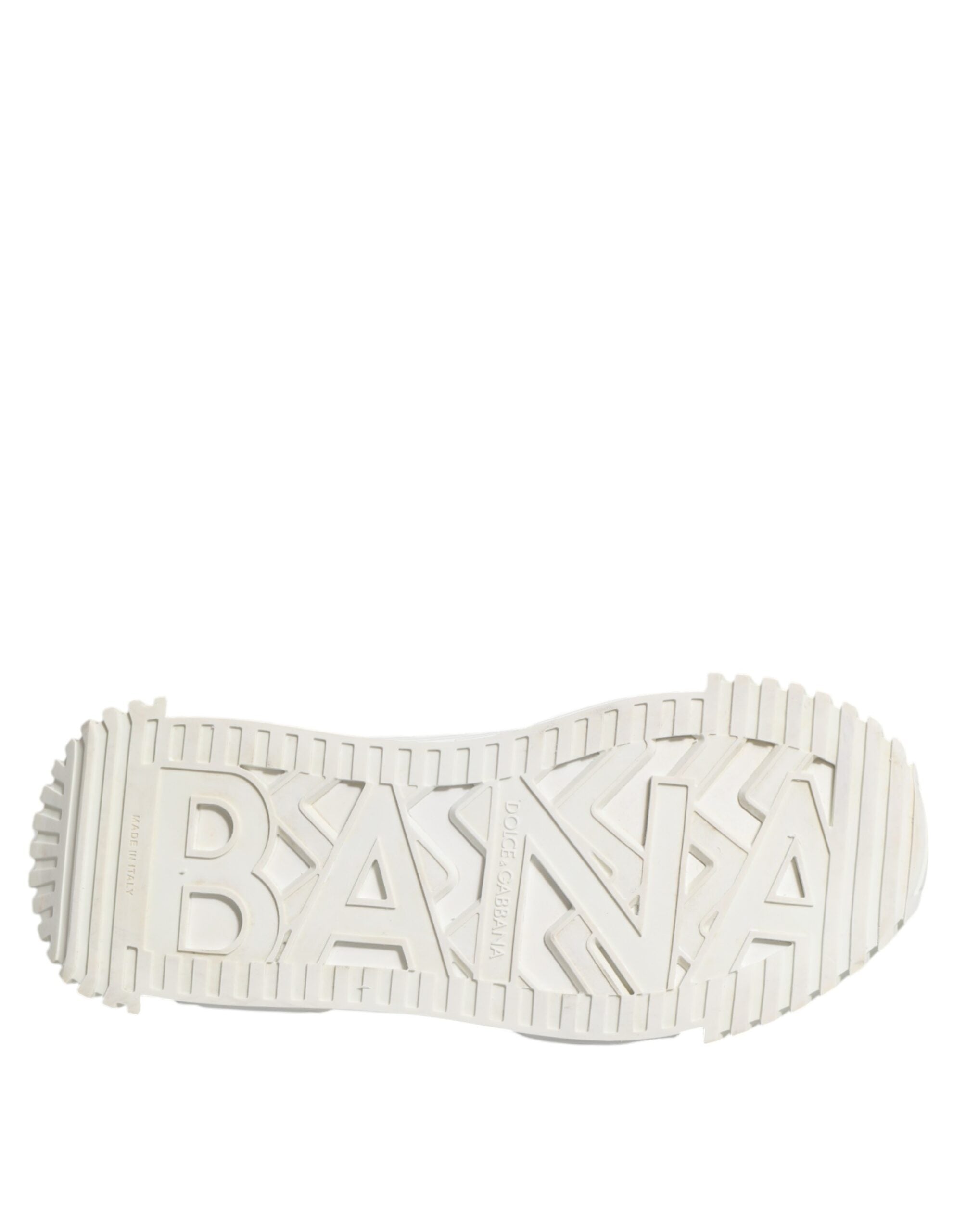 Chaussures sneakers basses blanches Dolce & Gabbana NS1 en dentelle avec lacets, vue de face.