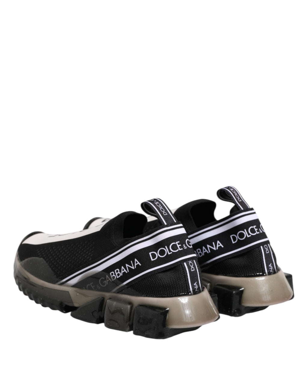 Chaussures sneakers basses noires Dolce & Gabbana Sorrento Slip On, style décontracté et élégant, en cuir avec semelle blanche.