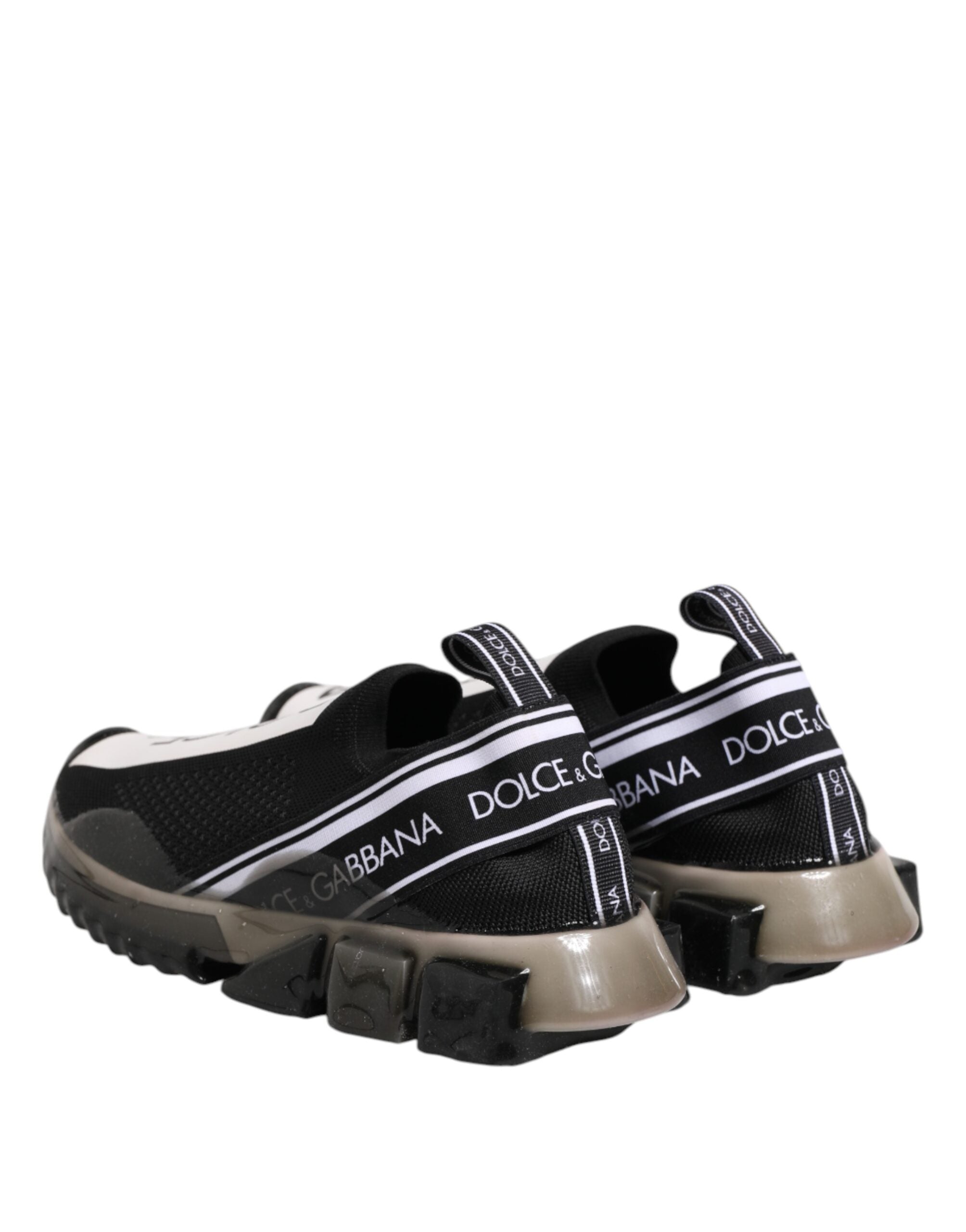 Chaussures sneakers basses noires Dolce & Gabbana Sorrento Slip On, style décontracté et élégant, en cuir avec semelle blanche.