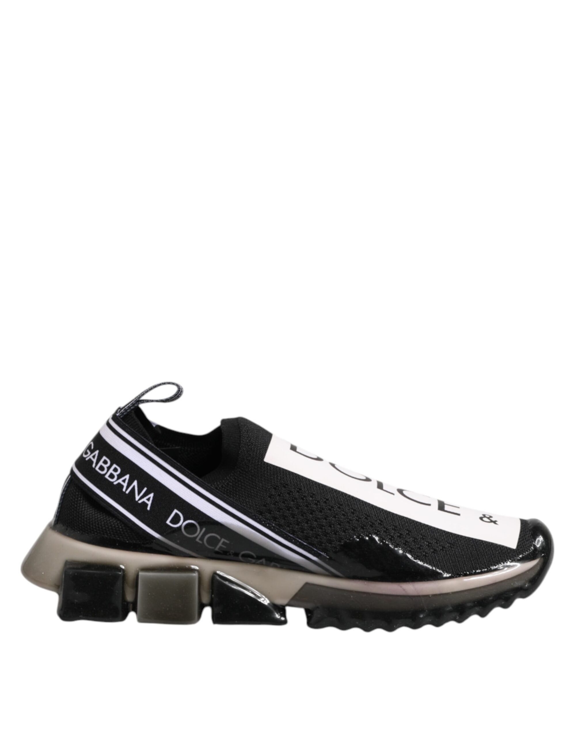 Chaussures basses Dolce & Gabbana Sorrento noires, slip-on, sneakers légers avec logo sur le côté.
