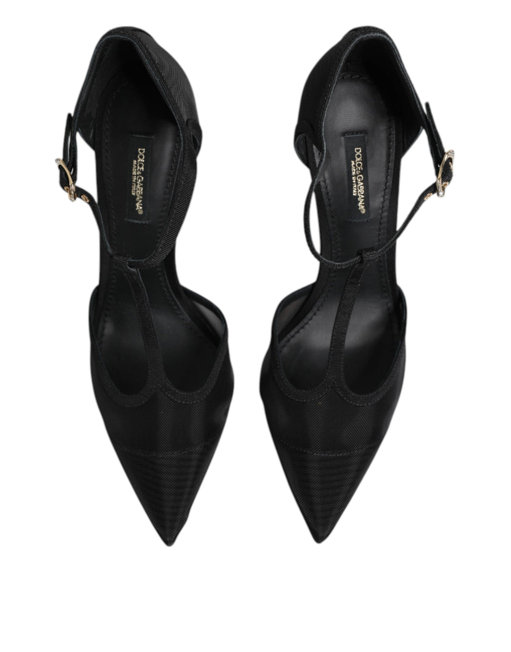 Chaussures à talons stilettos noires Dolce & Gabbana en résille à bride T, élégantes et sophistiquées pour femme