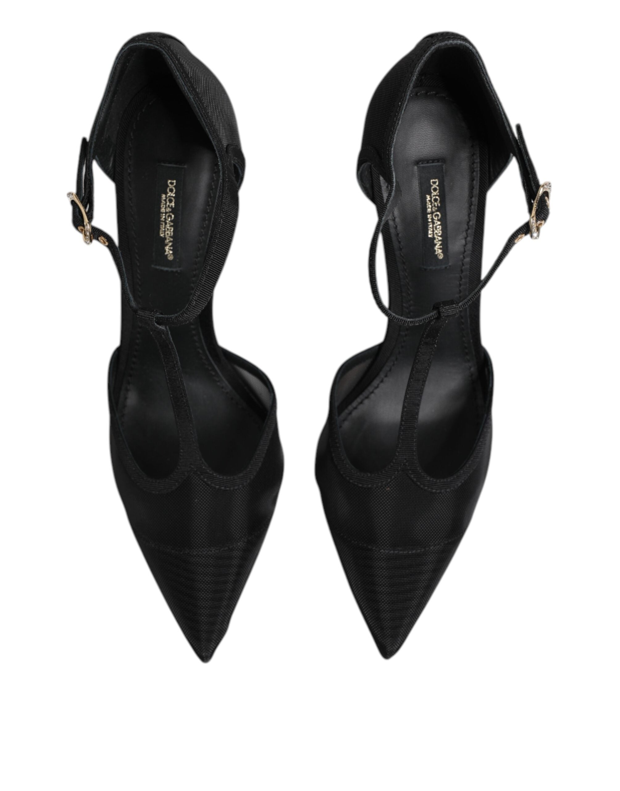 Chaussures à talons stilettos noires Dolce & Gabbana en résille à bride T, élégantes et sophistiquées pour femme
