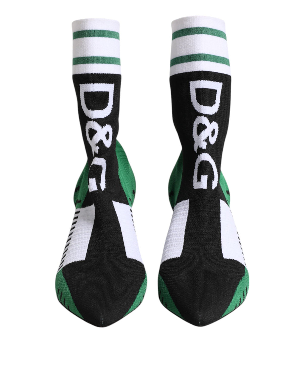 Bottes ankle en coton stretch vert Dolce & Gabbana avec style sock, visibles avec semelle et design élégant.