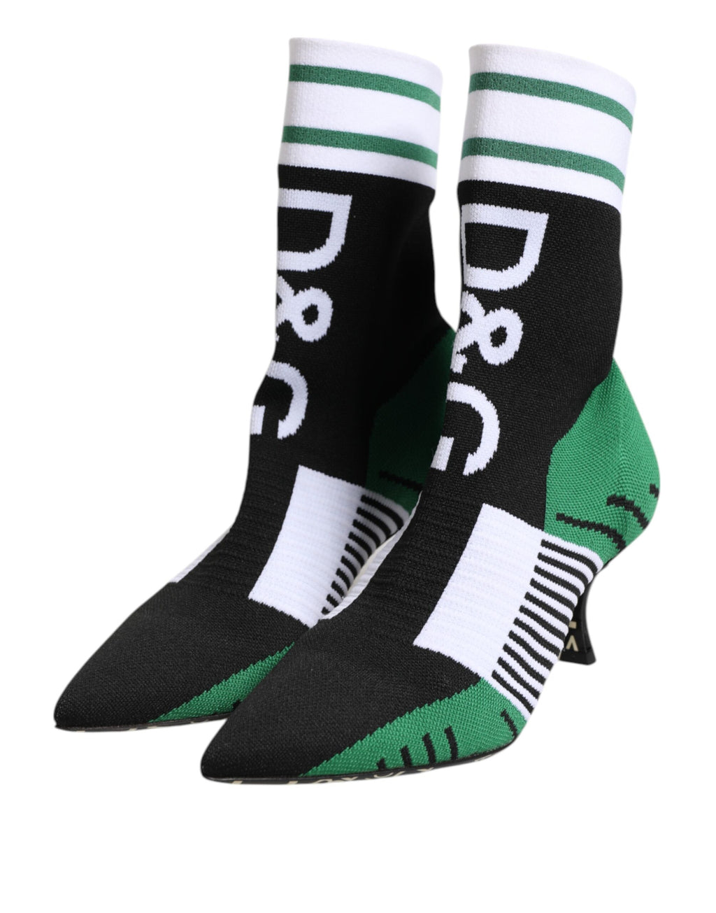 Chaussures bottines Dolce & Gabbana vertes en stretch avec style à sock, chaussures élégantes à la cheville.
