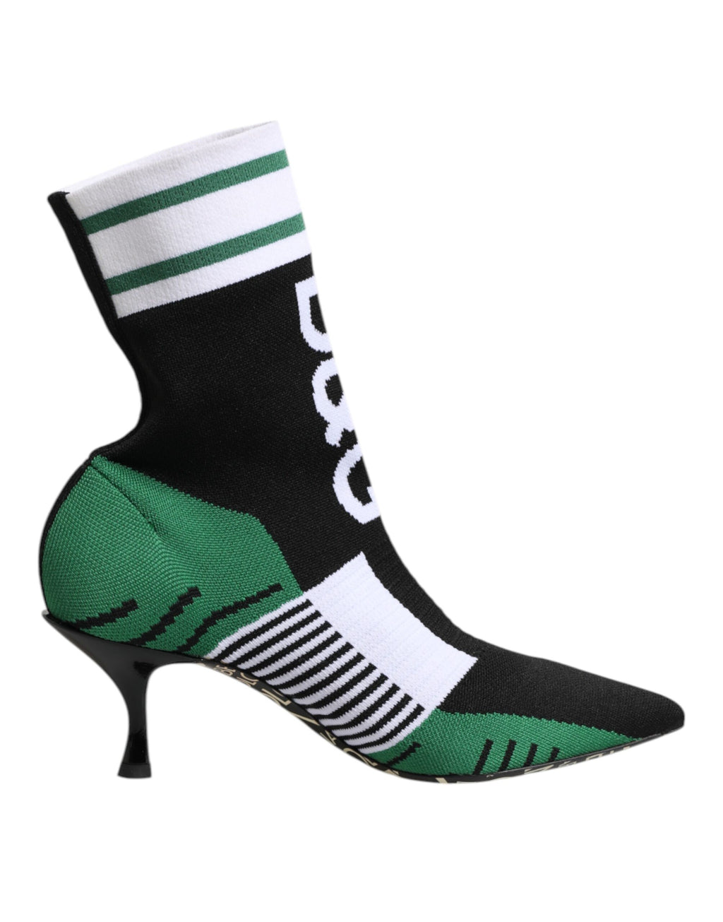 Bottes ankle en stretch vert Dolce & Gabbana avec style sock, en cuir élégant, sur une surface neutre.