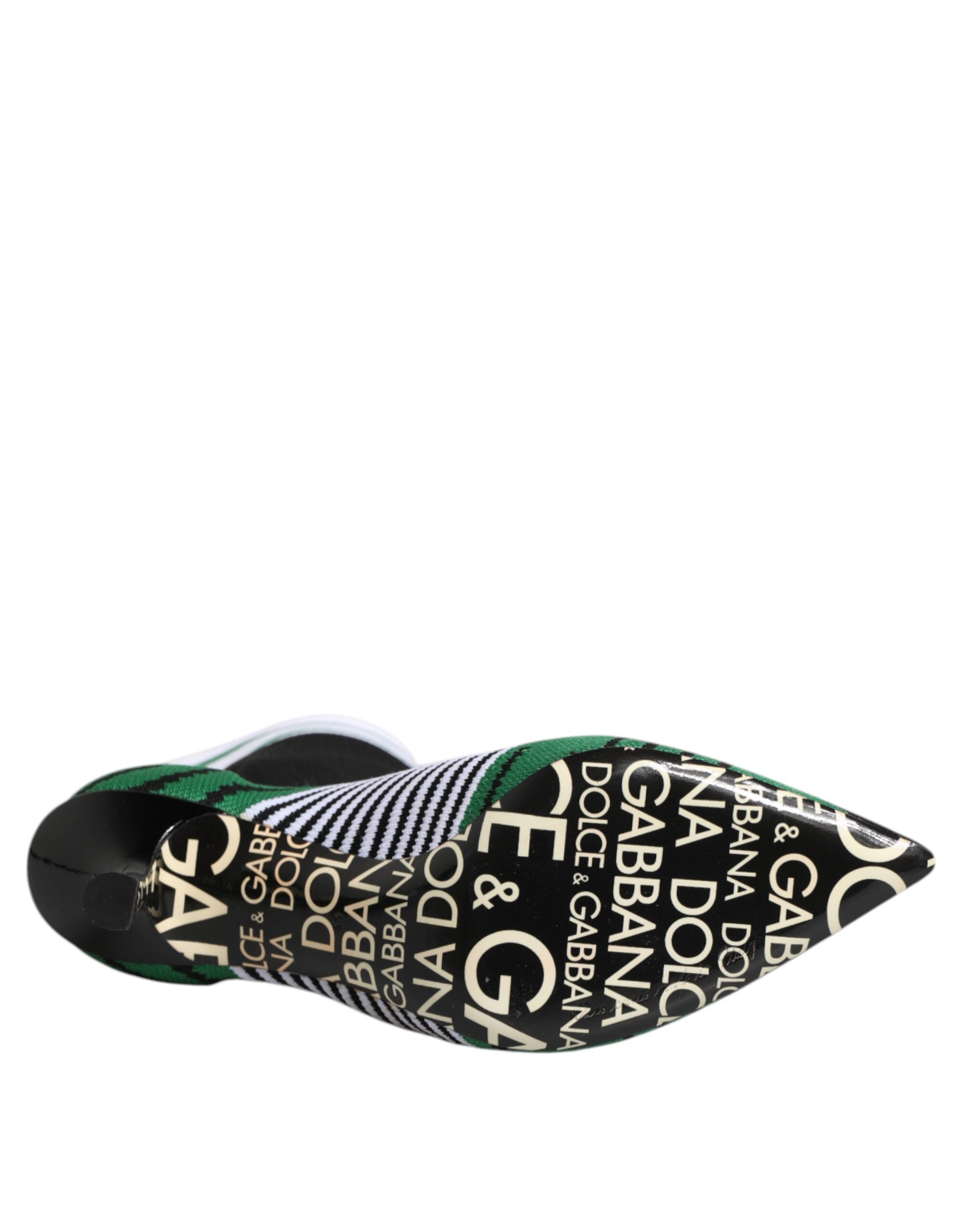 Bottes ankle Dolce & Gabbana en cuir vert avec élastiques stretch, style socquettes, semelle en caoutchouc.