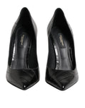 Chaussures stilettos en cuir noir de Dolce & Gabbana, talons hauts élégants et sophistiqués, vues de face.