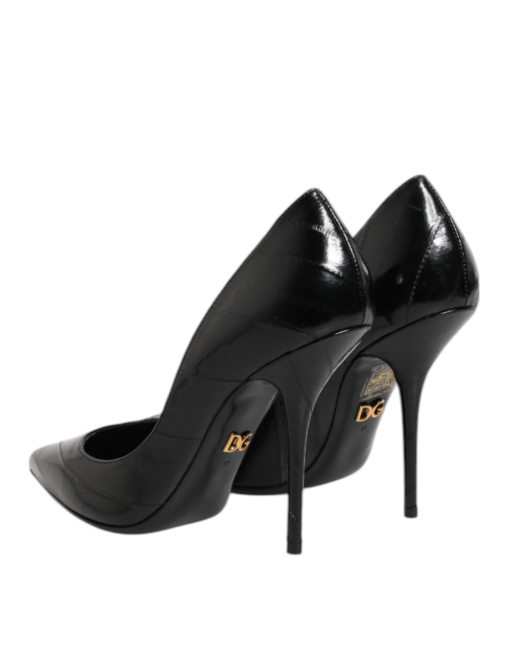 Chaussures à talons aiguilles en cuir noir Dolce & Gabbana, escarpins élégants et sophistiqués pour femmes.