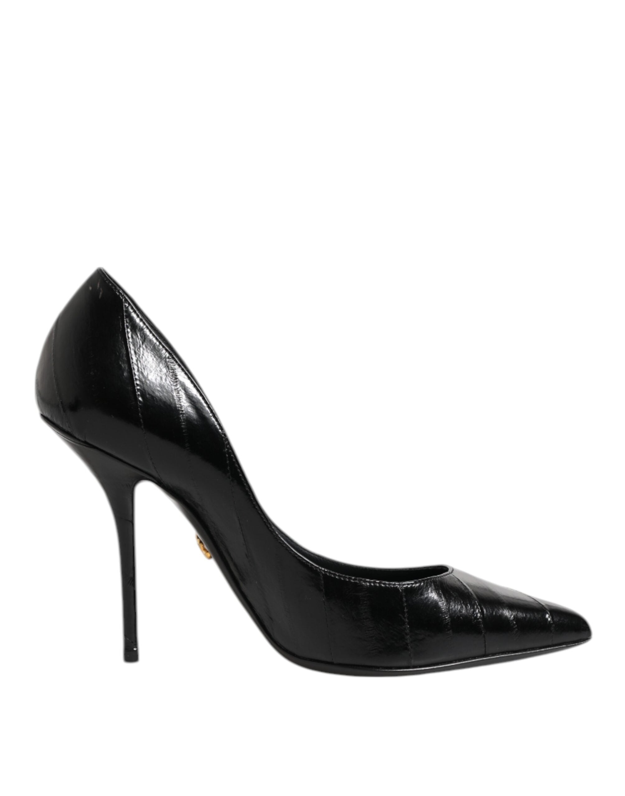 Chaussures à talons aiguilles en cuir noir Dolce & Gabbana, escarpins élégants en stilettos pour femmes.