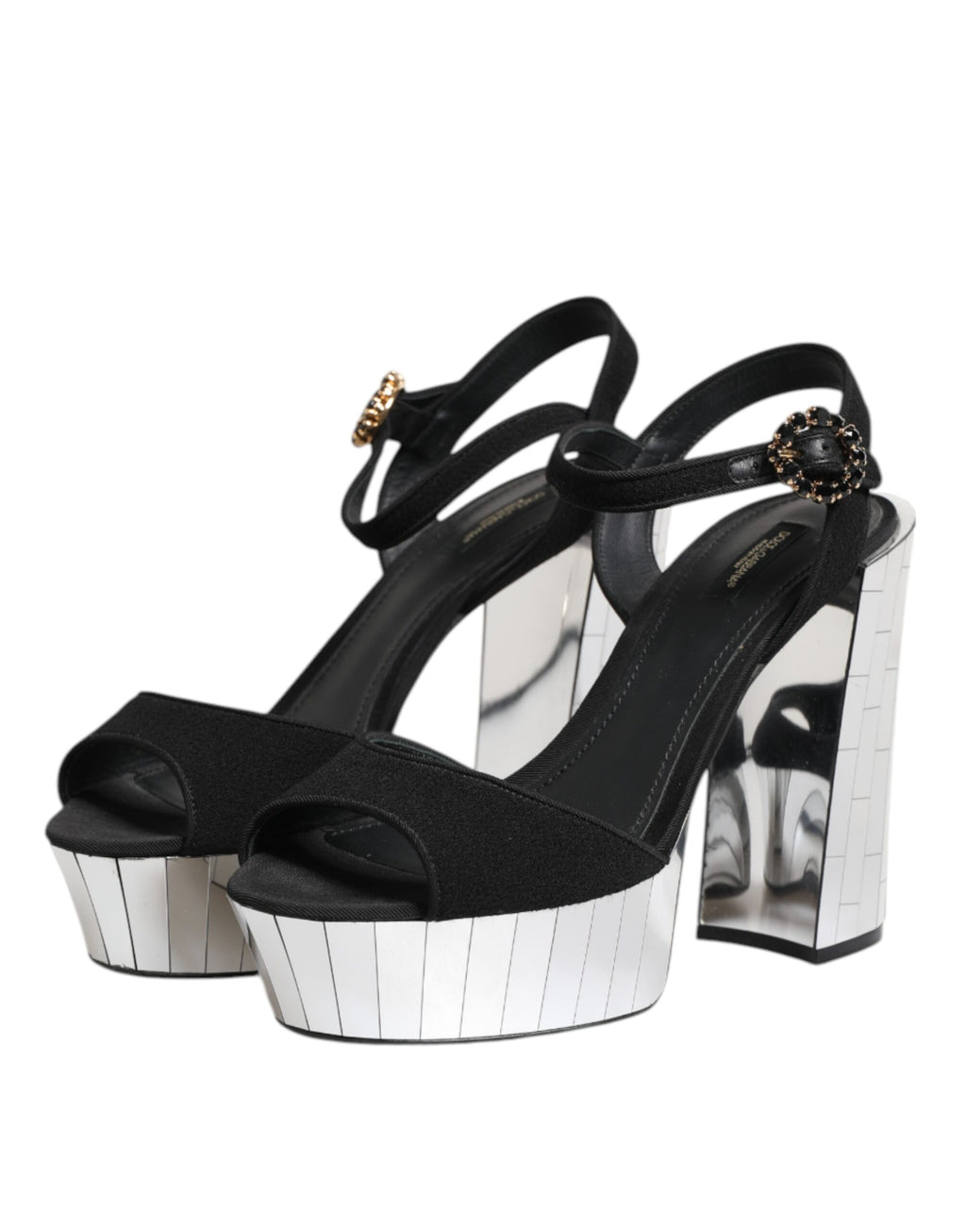 Chaussures à talons Dolce & Gabbana Keira noires avec bride à cristaux et semelle en cuir, chaussures élégantes pour femmes