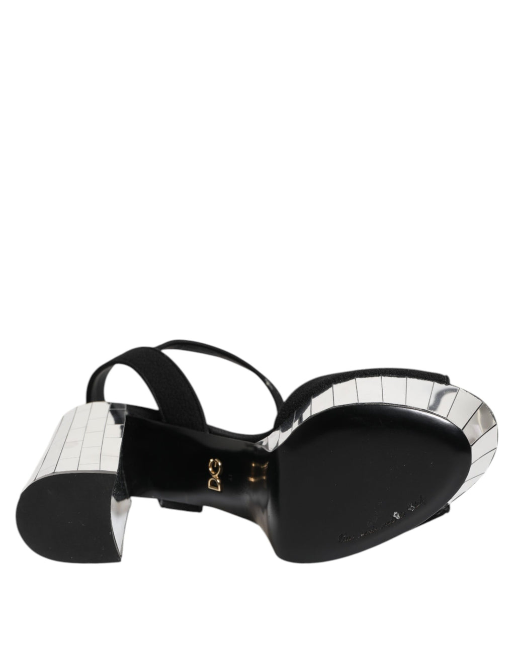 Sandales noires Dolce & Gabbana Keira avec bride à cristaux et talons, vues de côté, élégantes et sophistiquées.