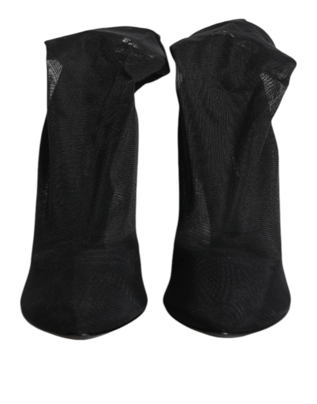 Bottes à talons en mesh stretch en soie noire de Dolce & Gabbana, chaussures élégantes et sophistiquées.