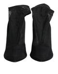 Bottes à talons en mesh stretch en soie noire de Dolce & Gabbana, chaussures élégantes et sophistiquées.