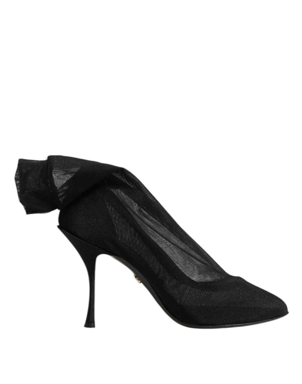 Bottes en soie noire Dolce & Gabbana en maille stretch avec semelle élégante et design moderne.