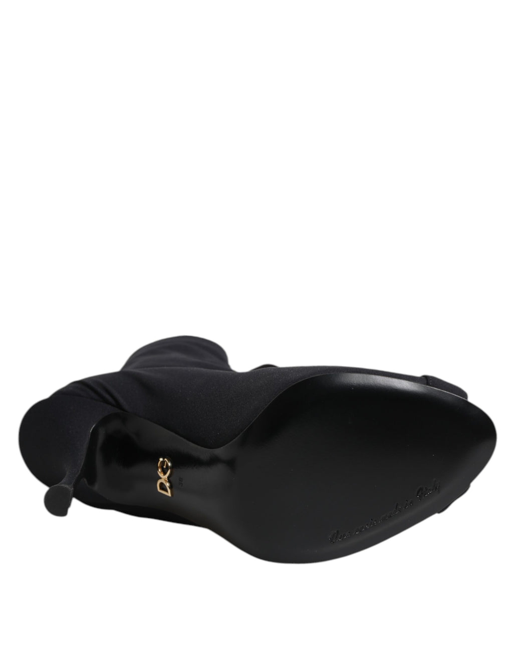 Bottes à talons stilettos noires Dolce & Gabbana en dentelle avec lacets, chaussures élégantes et sophistiquées.