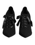 Chaussures à talons stilettos noires Dolce & Gabbana en dentelle avec lacets, élégantes et sophistiquées pour femme