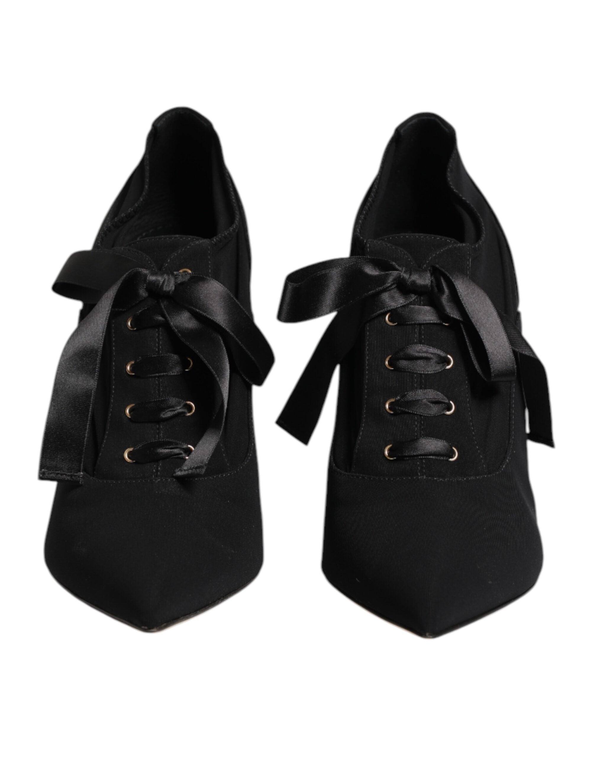 Chaussures à talons stilettos noires Dolce & Gabbana en dentelle avec lacets, élégantes et sophistiquées pour femme
