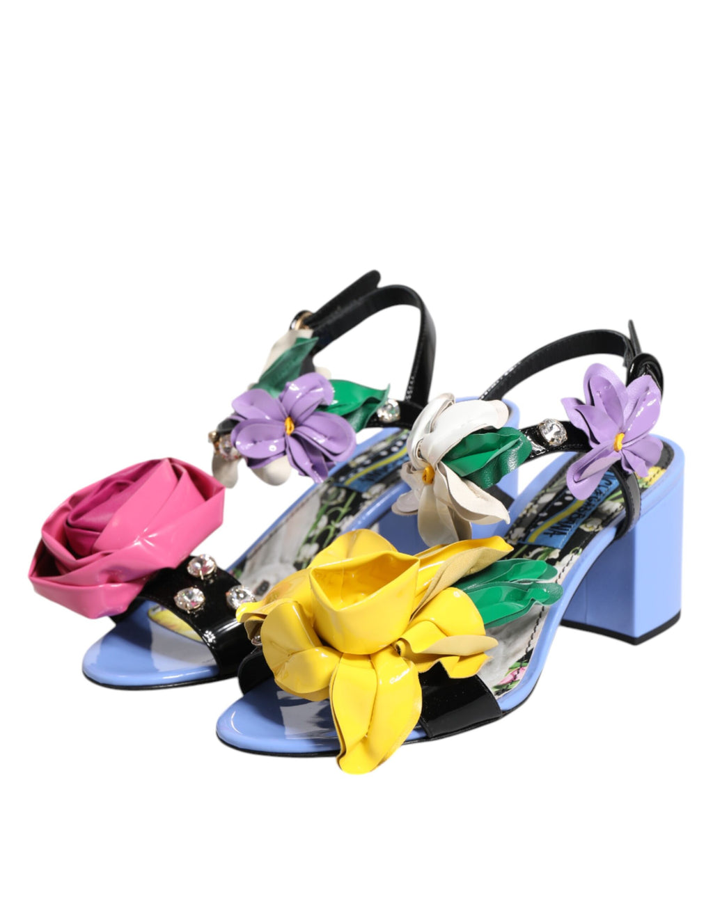 Sandales Dolce & Gabbana KEIRA multicolores avec fleurs en cristal, chaussures élégantes pour femme.