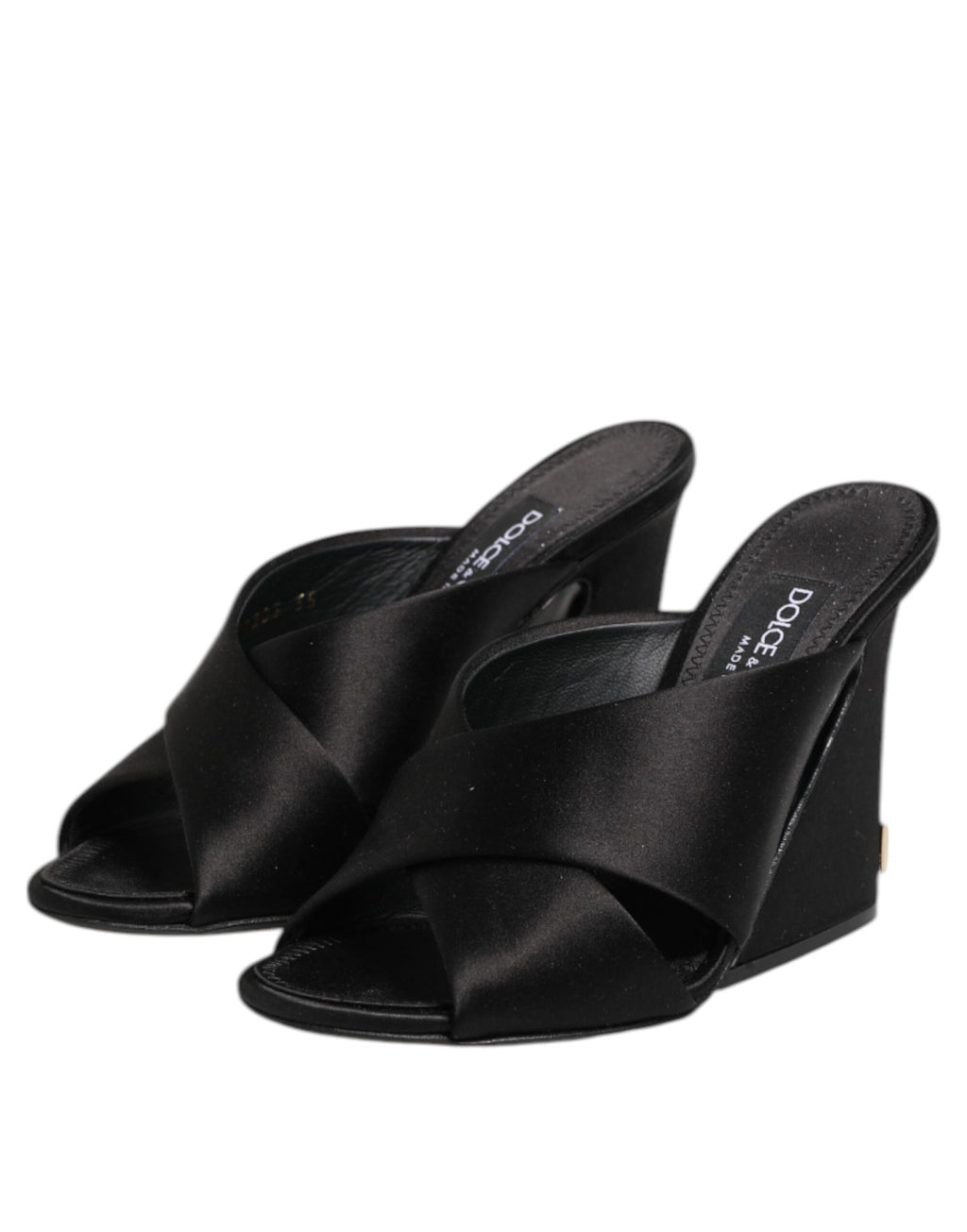 Sandales à talons hauts Dolce & Gabbana Keira Baroque noires, élégantes avec détails baroque, vues de face et latérale.