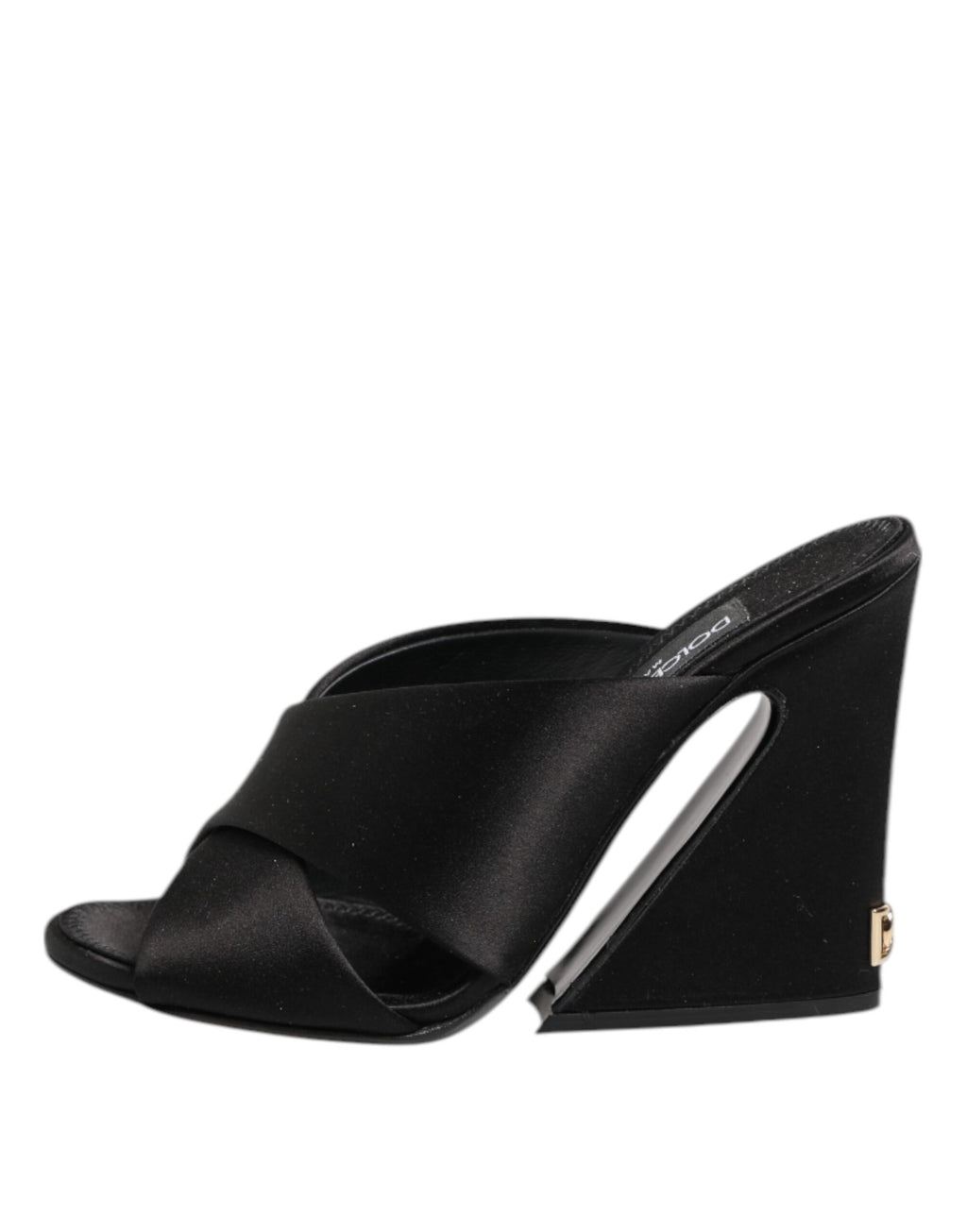 Sandales à talons hauts Dolce & Gabbana Keira Baroque noires, design élégant avec motifs baroque, visibles en détail.