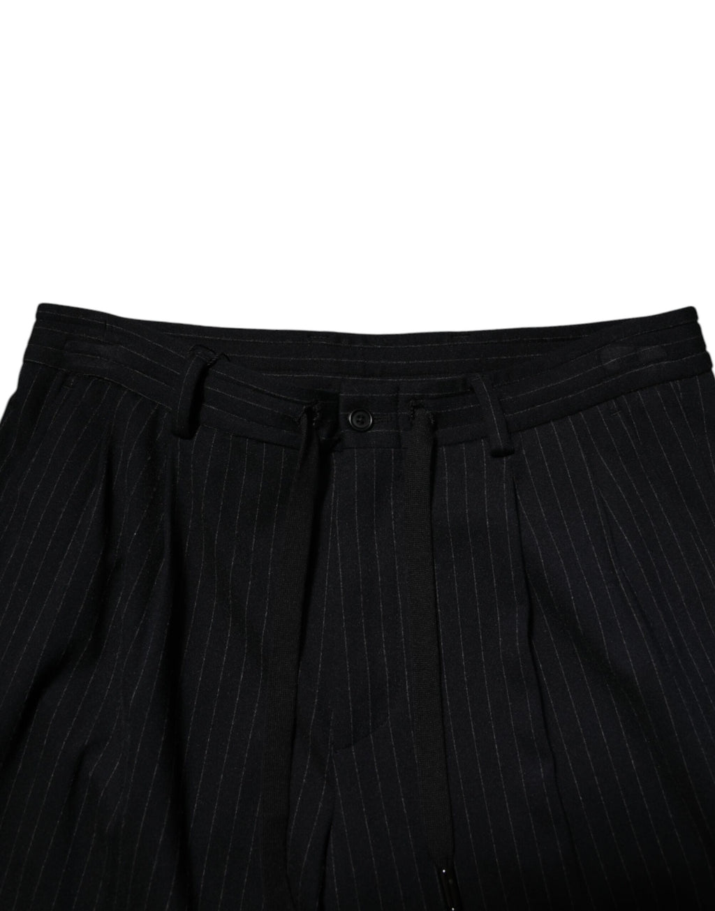 Pantalon slim en viscose noir à rayures Dolce & Gabbana pour homme, style élégant et moderne.