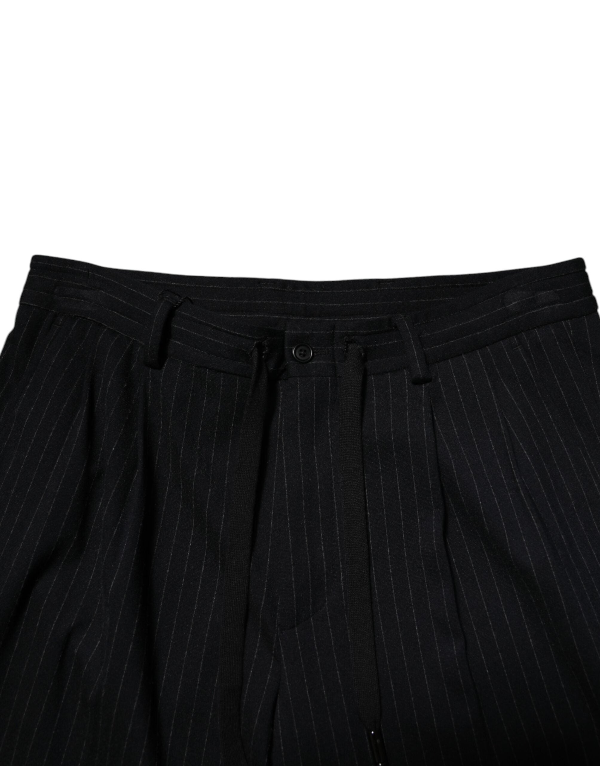 Pantalon slim en viscose noir à rayures Dolce & Gabbana pour homme, style élégant et moderne.