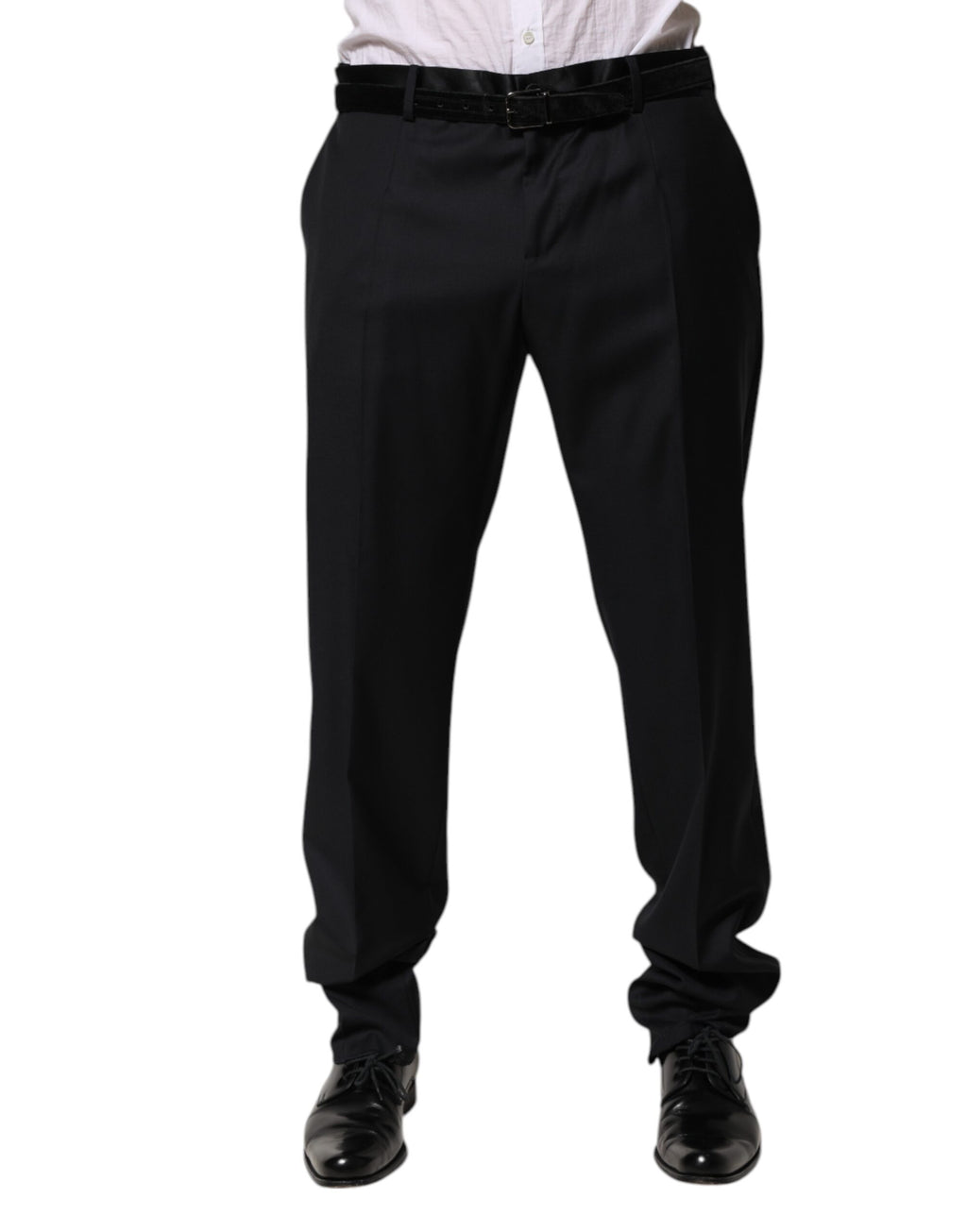 Pantalon habillé noir en laine pour homme de Dolce & Gabbana, pantalon formel élégant avec coupe classique.