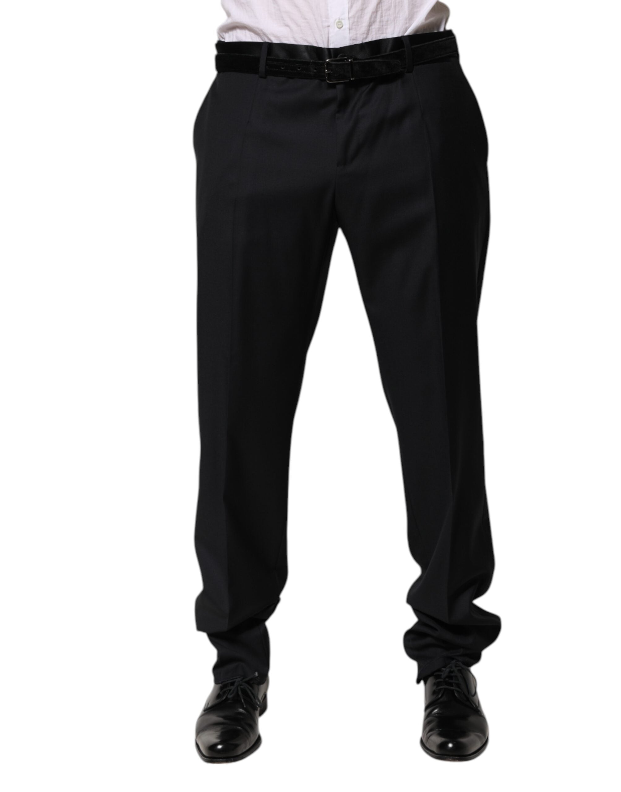 Pantalon de costume homme en laine noire Dolce & Gabbana, pantalon formel élégant avec coupe droite et finition soignée