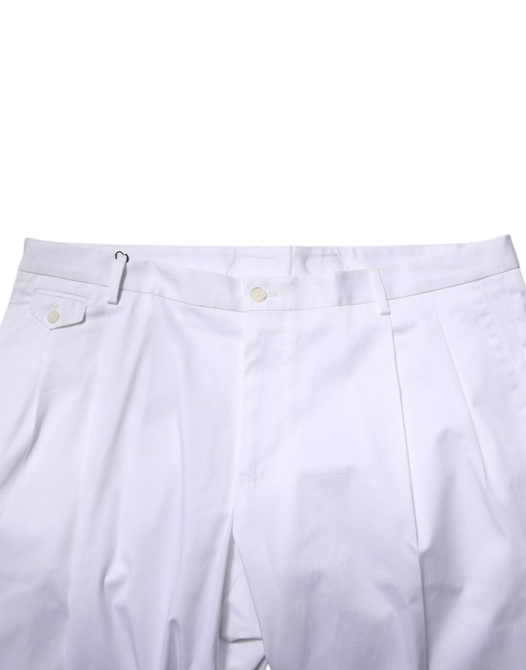 Pantalon formel blanc en coton de la marque Dolce & Gabbana, coupe slim et élégante pour femme.