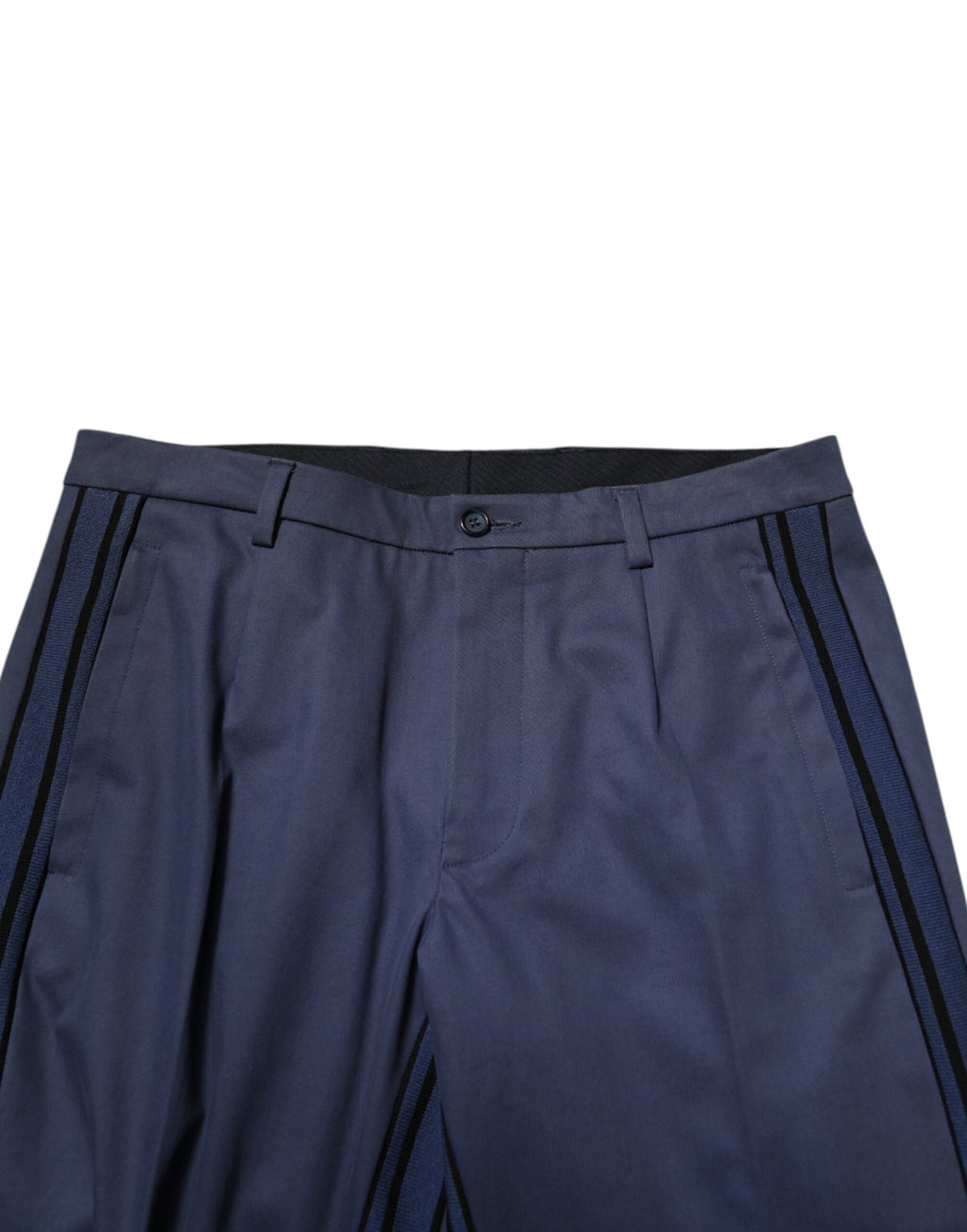 Pantalons homme Dolce & Gabbana en coton bleu, pantalon formel tapered, style élégant et moderne.