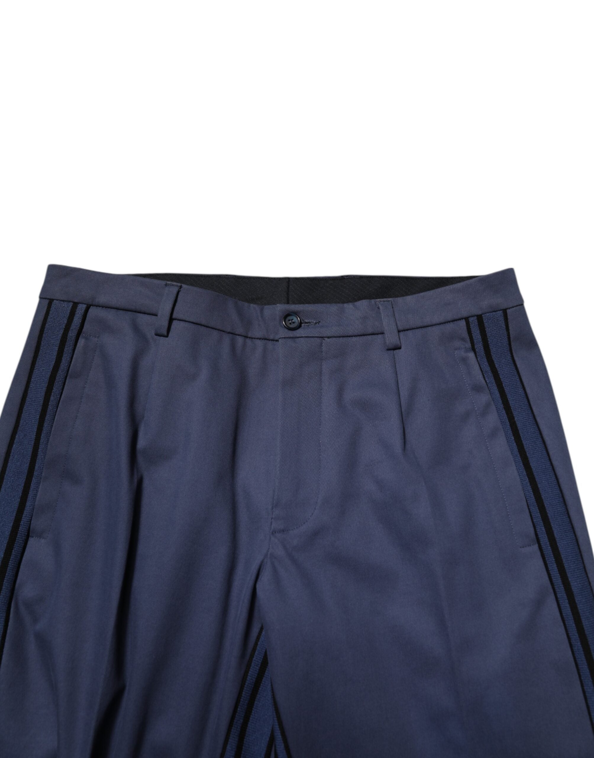 Pantalons homme Dolce & Gabbana en coton bleu, pantalon formel tapered, style élégant et moderne.