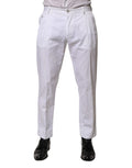Pantalon formel slim blanc en coton de Dolce & Gabbana, style élégant pour occasions spéciales, vue de face.