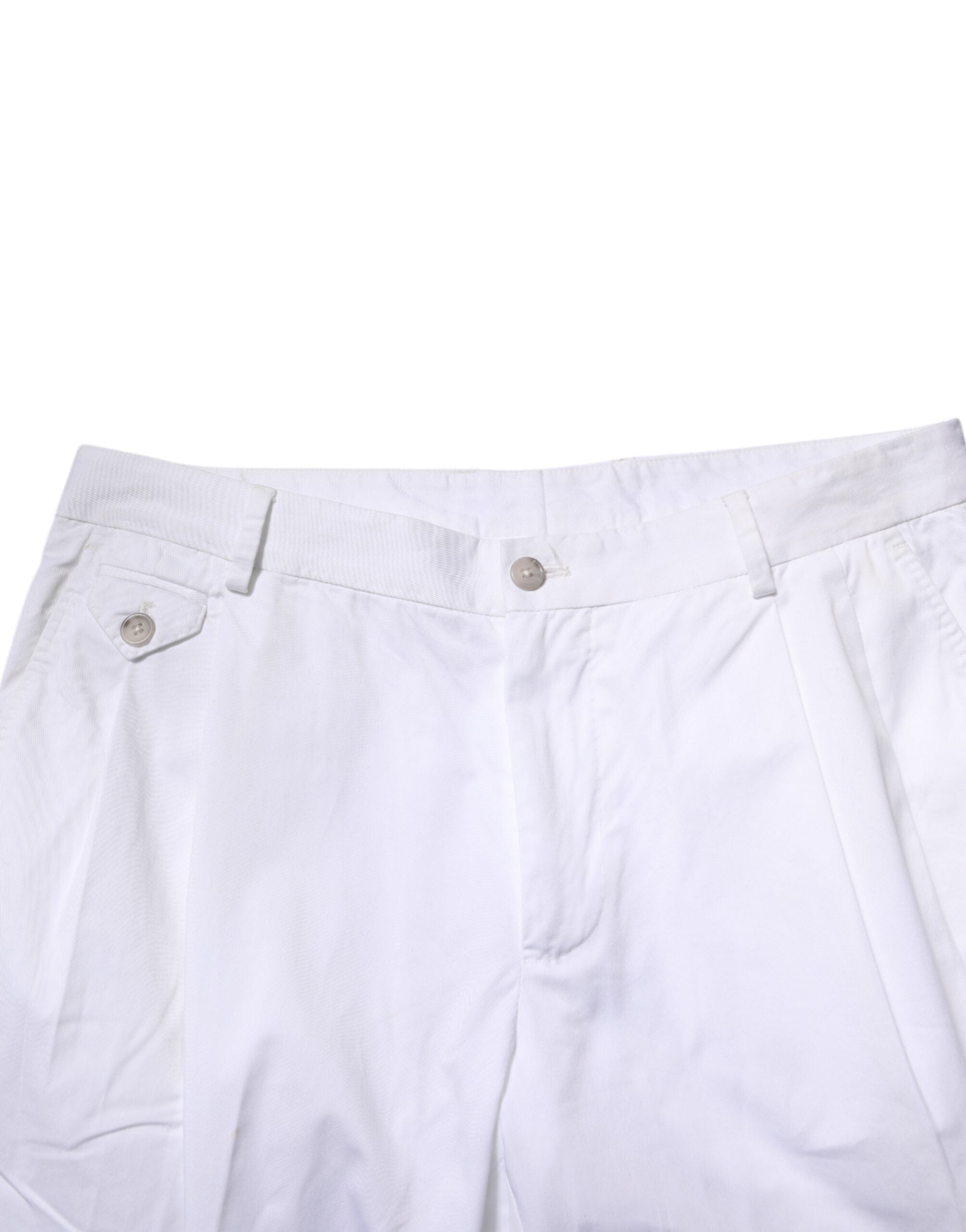 Pantalon formel blanc en coton Dolce & Gabbana avec coupe slim, parfait pour une tenue élégante et sophistiquée.