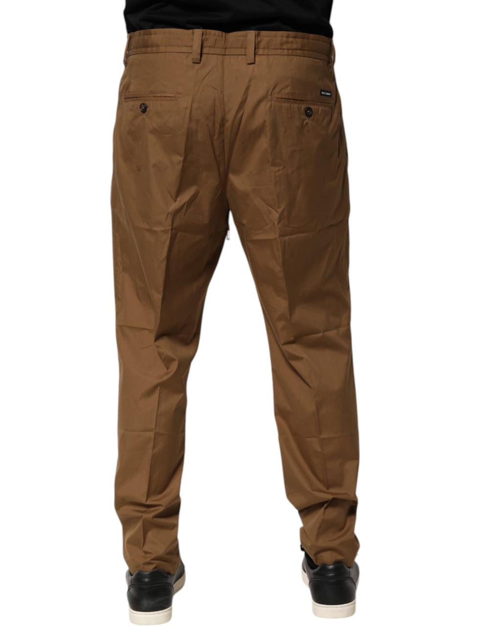 Pantalons joggers homme Dolce & Gabbana en coton brun à taille mi-hauteur, style chino décontracté et confortable.