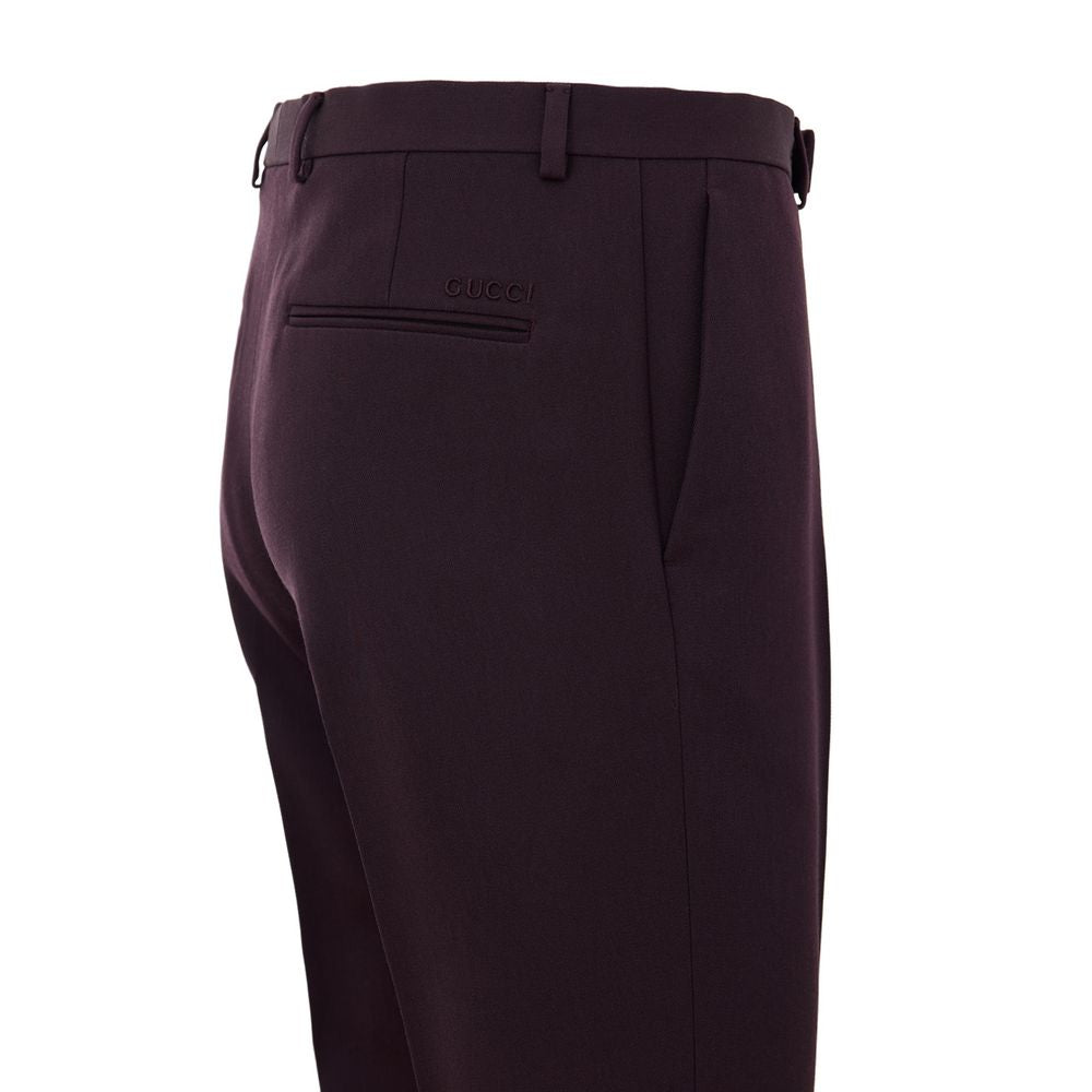 Pantalon en laine bordeaux de Gucci pour femme, coupe élégante et ajustée, avec détails raffinés.