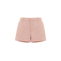 Shorts en laine rose Gucci, vêtement à la mode pour femmes, avec logo Gucci visible sur la ceinture.