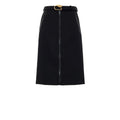 Jupe midi en laine noire de Gucci, élégante et structurée, avec une coupe fluide et un fini sophistiqué.