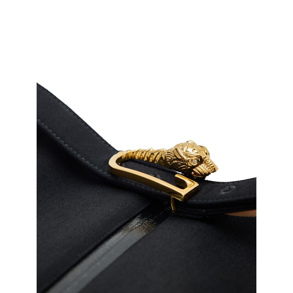 Jupe midi en laine noire de Gucci, élégante et sophistiquée, avec coupe fluide et détails raffinés visibles sur l'image.