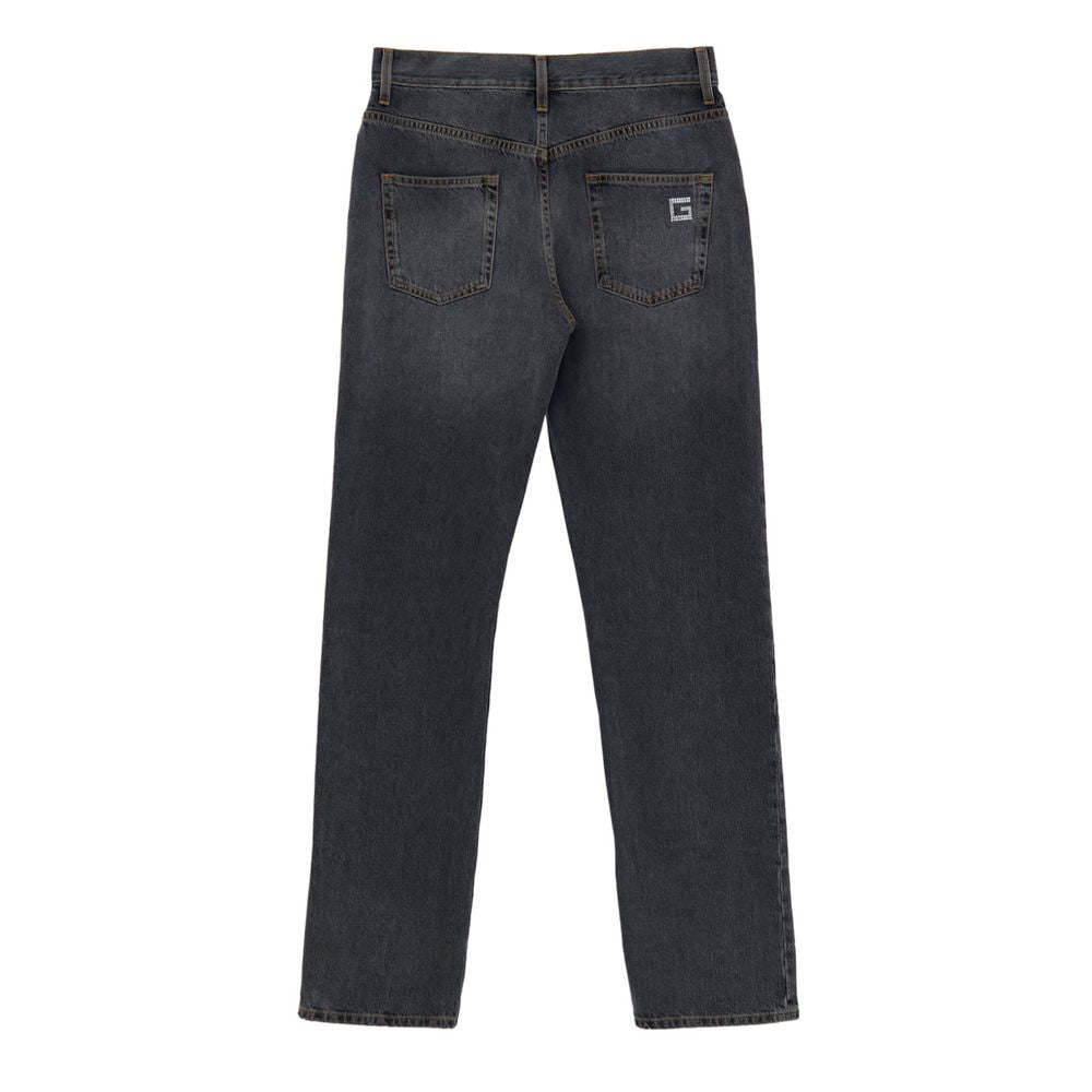 Jeans décontractés Gucci en coton gris, coupe relaxée, visibles avec détails de couture et logo Gucci.