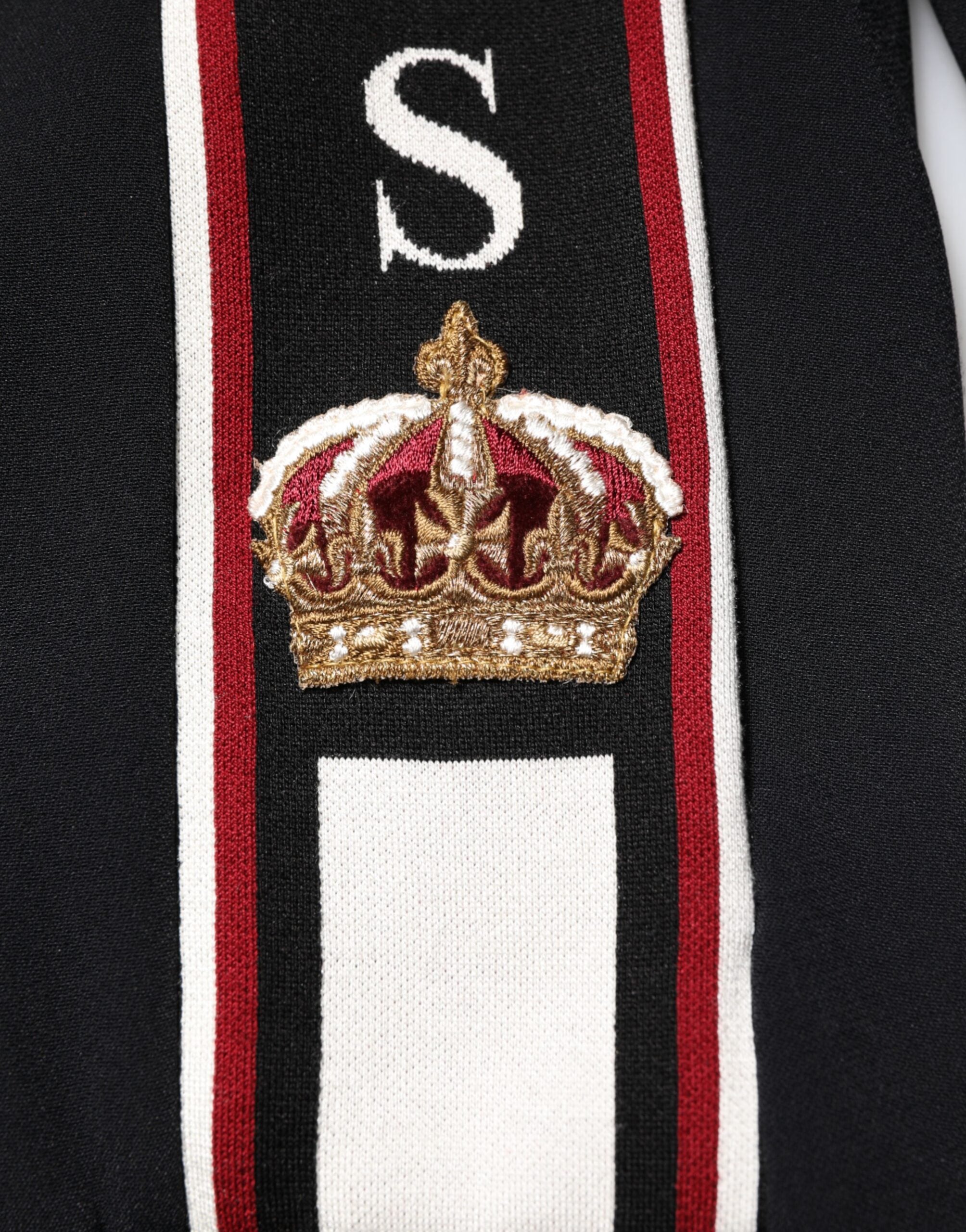 Sweat-shirt noir Dolce & Gabbana DG King à fermeture éclair complète, en coton doux et coupe décontractée.