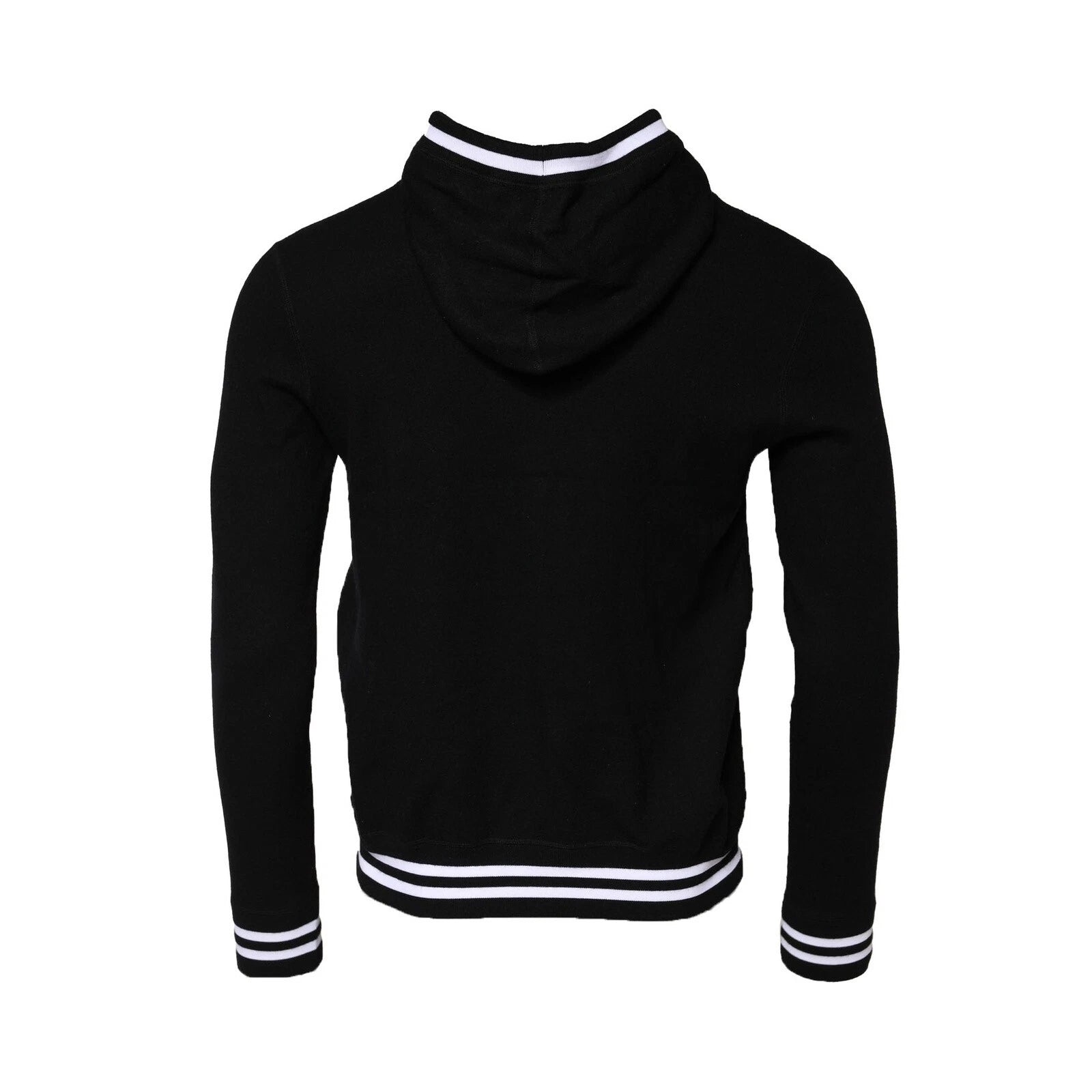 Sweat-shirt noir à capuche Dolce & Gabbana avec logo imprimé, tissu confortable, vue frontale.