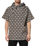 Sweat à capuche court Dolce & Gabbana en marron et blanc avec logo DG, pull décontracté en coton.