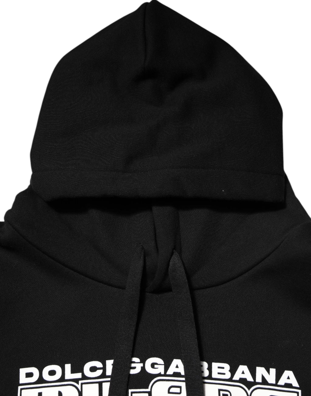 Sweat à capuche noir en coton Dolce & Gabbana avec logo DG Milano imprimé, style décontracté et moderne.