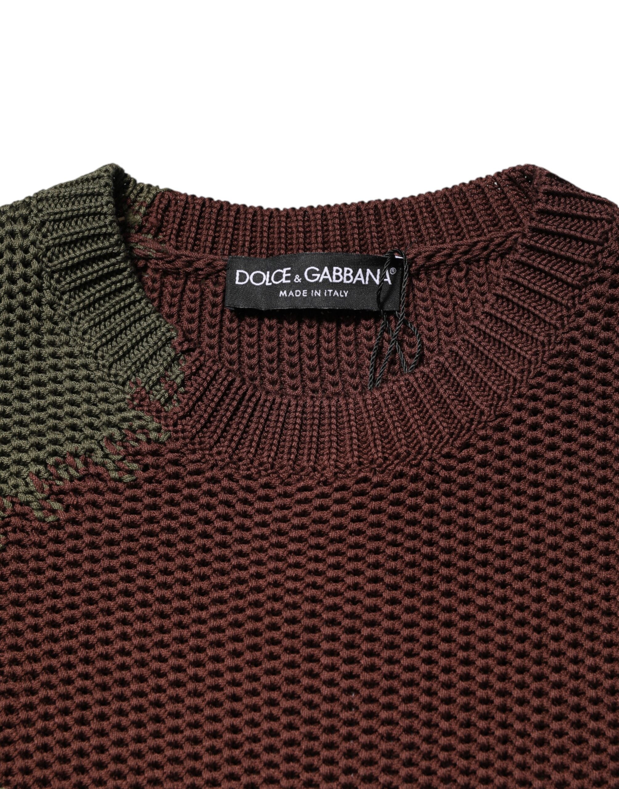 Pull à manches longues Dolce & Gabbana en coton multicolore avec motif abstrait pour homme, style moderne et coloré.