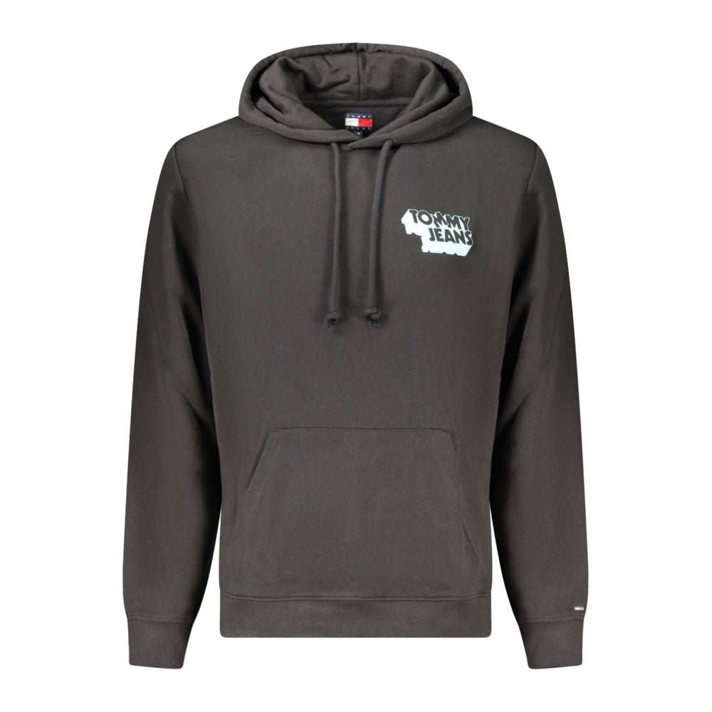 Sweatshirt en coton noir pour homme de la marque Tommy Hilfiger, style décontracté et confortable.