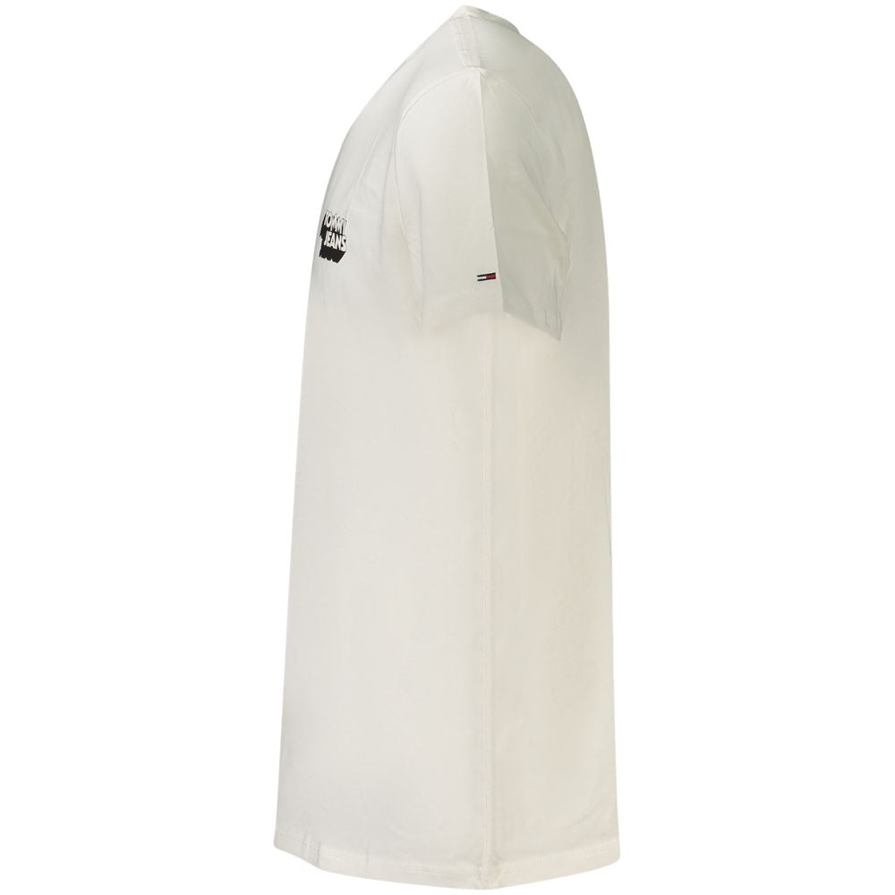 T-shirt blanc en coton pour homme de la marque Tommy Hilfiger, coupe classique et logo discret sur la poitrine.